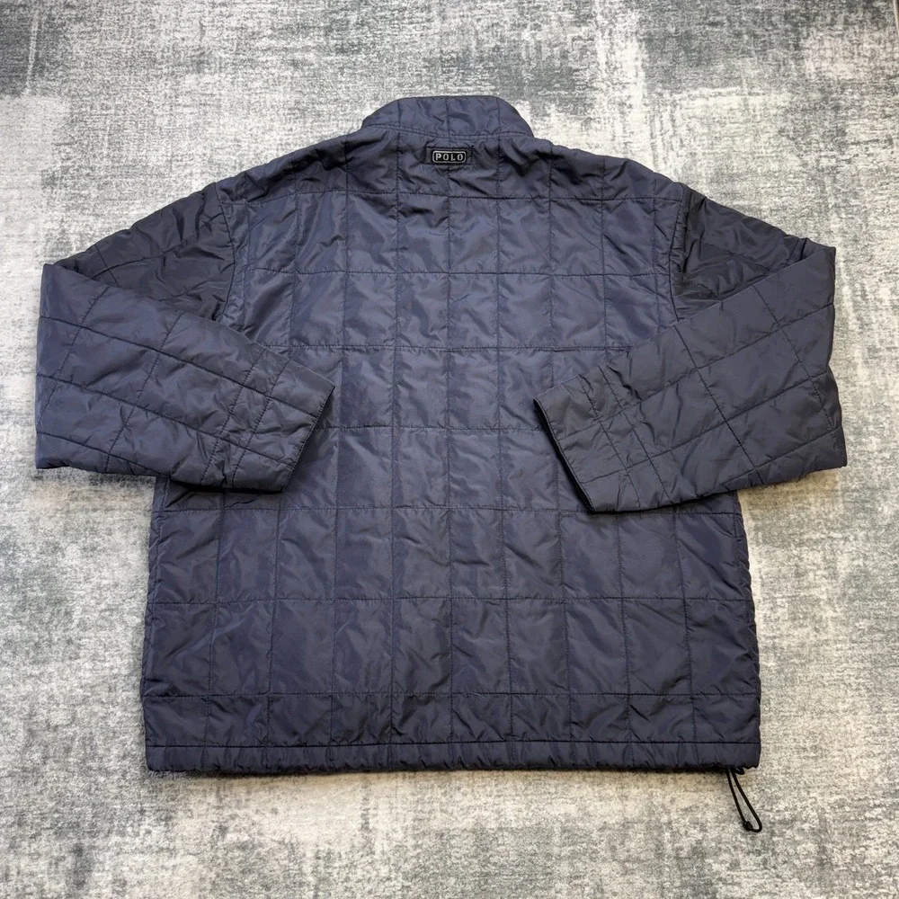 VTG Polo Ralph Lauren Jacket Mens XL Navy Blue Quilted Windbreaker Bomber 90s
